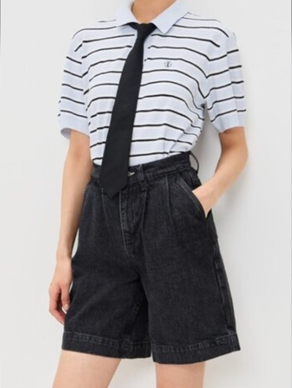 NWT Damson Madder High-Rise Black Denim Bermuda Shorts for Women